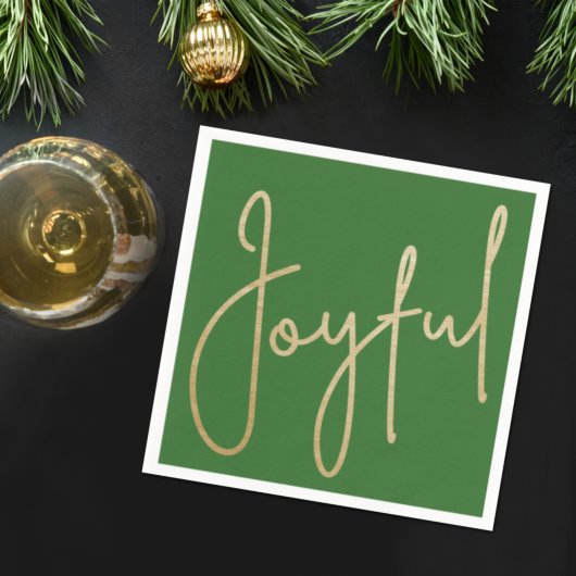 JOYFUL Gold Faux Folie over Groen Servet