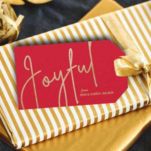 JOYFUL Gold Faux Folie Red Gift Labels Cadeaulabel