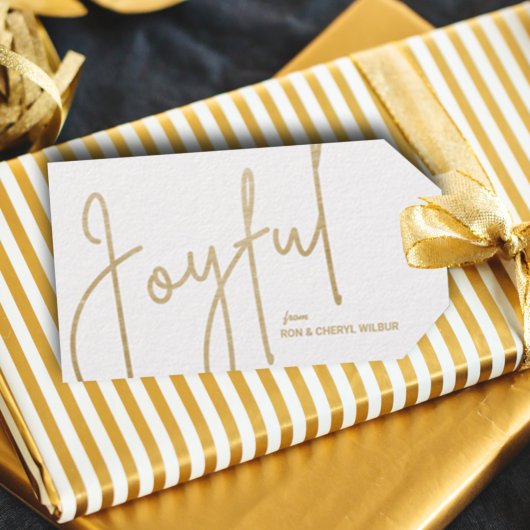 JOYFUL Gold Faux Folie White Cadeaulabel