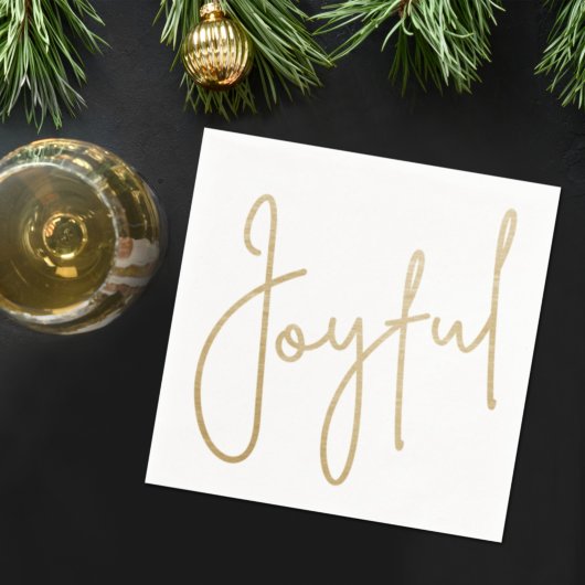 JOYFUL Gold Faux Folie White Napkins Servet