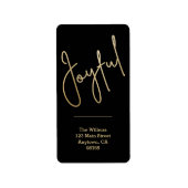 JOYFUL Gold Faux Folie - Zwarte Kerstadres Etiket (Voorkant)