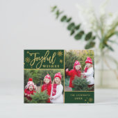 Joyful Gold Frame Modern Script 2 PHOTO Feestdagenkaart (Staand voorkant)