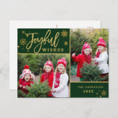 Joyful Gold Frame Modern Script 2 PHOTO Feestdagenkaart (Voorkant / Achterkant)