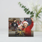 Joyful Gold Glitter-Feestdagen voor kerstmis met f Briefkaart (Staand voorkant)