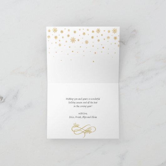 Joyful Gold Lijst 3 PHOTO Holiday Greep Card Feestdagen Kaart (Binnen)
