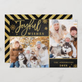 Joyful Gold Lijst Chalkboard 2 PHOTO Wenskaart Feestdagenkaart (Voorkant / Achterkant)