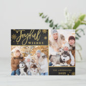 Joyful Gold Lijst Chalkboard 2 PHOTO Wenskaart Feestdagenkaart (Staand voorkant)