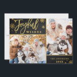 Joyful Gold Lijst Chalkboard 2 PHOTO Wenskaart Feestdagenkaart<br><div class="desc">Joyful Gold Lijst Chalkboard 2 FOTO Wenskaart. Breng vreugde aan uw naasten en maak de viering onvergetelijk met dit collectie: https://www.zazzle.com/collections/christmas_joyful_gold-119448944837872737?rf=238259176291992805 Klik voor verdere aanpassing op de link "verder aanpassen" en gebruik onze ontwerptool om deze sjabloon aan te passen.</div>