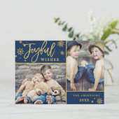 Joyful Gold Lijst kerstmis 2 FOTO Greep Feestdagenkaart (Staand voorkant)