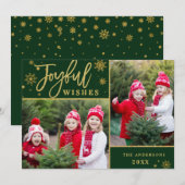 Joyful Gold Lijst kerstmis 2 FOTO Greep Feestdagenkaart (Voorkant / Achterkant)