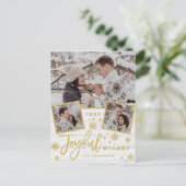 Joyful Gold Lijst Modern Script 4 FOTO Groet Briefkaart (Staand voorkant)