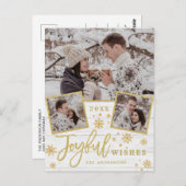 Joyful Gold Lijst Modern Script 4 FOTO Groet Briefkaart (Voorkant / Achterkant)