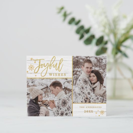 Joyful Gold Lijst Moderne Manuscript 2 van de FOTO Briefkaart (Staand voorkant)