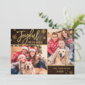 Joyful Gold Lijst Moderne Manuscript 2 van de FOTO Feestdagenkaart (Staand voorkant)