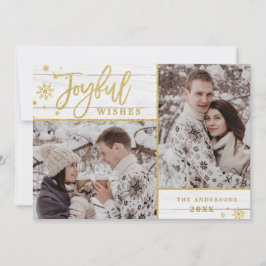 Joyful Gold Lijst Moderne Manuscript 2 van de FOTO Feestdagenkaart