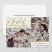 Joyful Gold Lijst Moderne Manuscript 2 van de FOTO Feestdagenkaart (Voorkant / Achterkant)