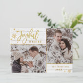 Joyful Gold Lijst Moderne Manuscript 2 van de FOTO Feestdagenkaart (Staand voorkant)