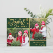 Joyful Gold Lijst Moderne Manuscript 2 van de FOTO Feestdagenkaart (Staand voorkant)