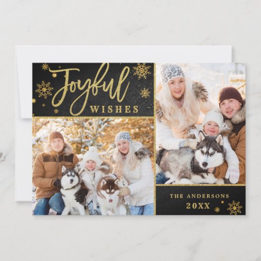 Joyful Gold Lijst Moderne Manuscript 2 van de FOTO Feestdagenkaart (Voorkant)