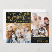 Joyful Gold Lijst Moderne Manuscript 2 van de FOTO Feestdagenkaart (Voorkant / Achterkant)