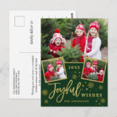 Joyful Gold Lijst Moderne Script 3 FOTO Greep Briefkaart (Voorkant / Achterkant)