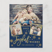 Joyful Gold Lijst Moderne Script 3 FOTO Greep Briefkaart (Voorkant)