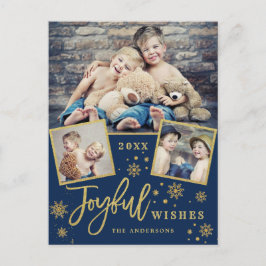 Joyful Gold Lijst Moderne Script 3 FOTO Greep Briefkaart