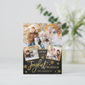 Joyful Gold Lijst Moderne Script 3 FOTO Greep Briefkaart (Staand voorkant)