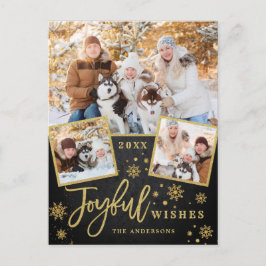 Joyful Gold Lijst Moderne Script 3 FOTO Greep Briefkaart