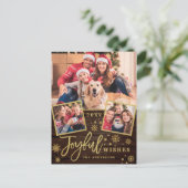 Joyful Gold Lijst Moderne Script 3 FOTO Greep Briefkaart (Staand voorkant)