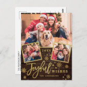 Joyful Gold Lijst Moderne Script 3 FOTO Greep Briefkaart (Voorkant / Achterkant)