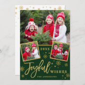 Joyful Gold Lijst Moderne Script 3 FOTO Greep Feestdagenkaart (Voorkant / Achterkant)