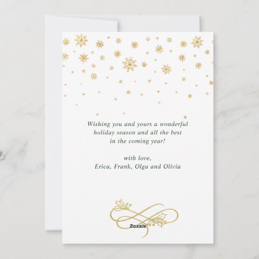 Joyful Gold Lijst Moderne Script 3 FOTO Greep Feestdagenkaart (Achterkant)