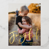 Joyful Gold Script Folie met Folie voor kerstmis f Folie Feestdagen Briefkaart (Voorkant)