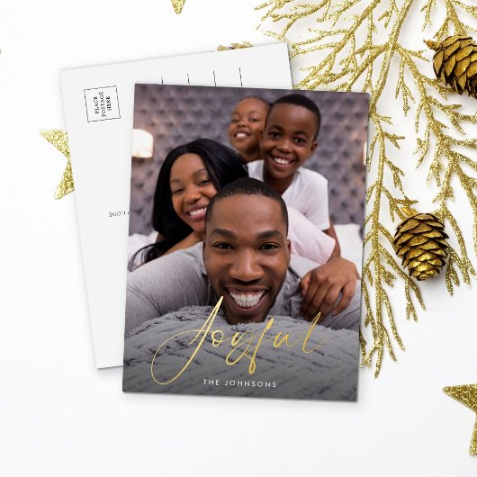 Joyful Gold Script Folie vakantie Briefkaart