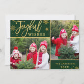 Joyful Golden Lijst 2 PHOTO Holiday Greeting Card Feestdagenkaart (Voorkant)