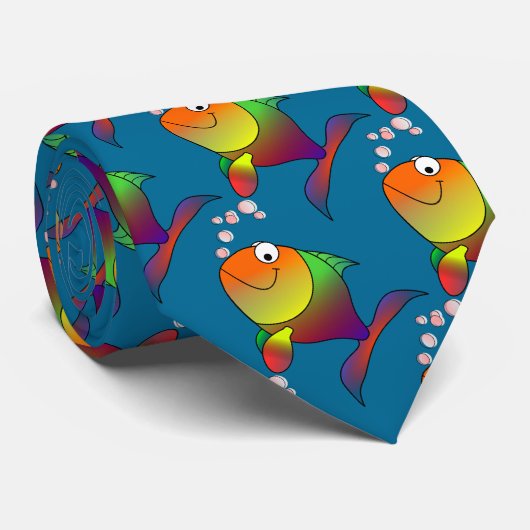Joyful Goldfish in Zee Blue Water Stropdas (Opgerold)