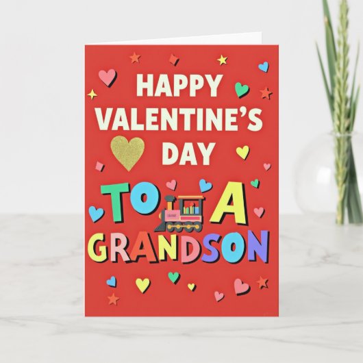 Joyful Grandson Valentines Day Card Kaart (Voorkant)