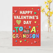 Joyful Grandson Valentines Day Card Kaart (Gele Bloem)