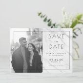 Joyful Grayscale Modern Photo Save The Date (Staand voorkant)
