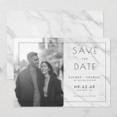 Joyful Grayscale Modern Photo Save The Date (Voorkant / Achterkant)