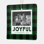 Joyful Green Buffalo Pset Photo Holiday Ornament (Links)