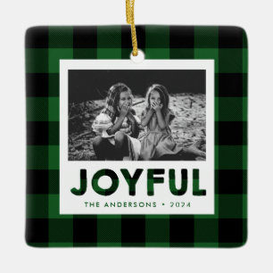 Joyful Green Buffalo Pset Photo Holiday Ornament