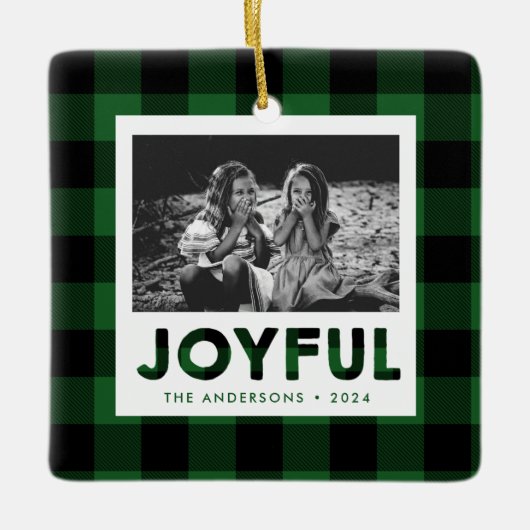 Joyful Green Buffalo Pset Photo Holiday Ornament (Voorkant)