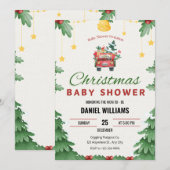 Joyful Green Christmas Speelgoed Drive Baby shower Kaart (Voorkant / Achterkant)