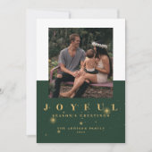 Joyful Green & Gold Two-Afbeelding Kerstmis Feestdagenkaart (Voorkant)