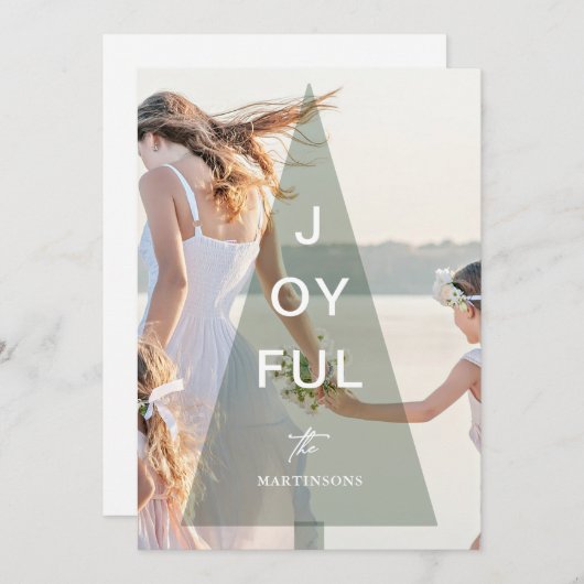 Joyful Green-kerstboombekleding Feestdagenkaart (Voorkant / Achterkant)