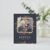 Joyful Greenery | Foto bewerkbare kleuren Feestdagenkaart (Staand voorkant)
