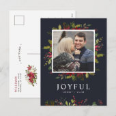 Joyful Greenery | Foto bewerkbare kleuren Feestdagenkaart (Voorkant / Achterkant)