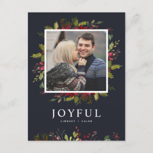 Joyful Greenery   Foto bewerkbare kleuren Feestdagenkaart